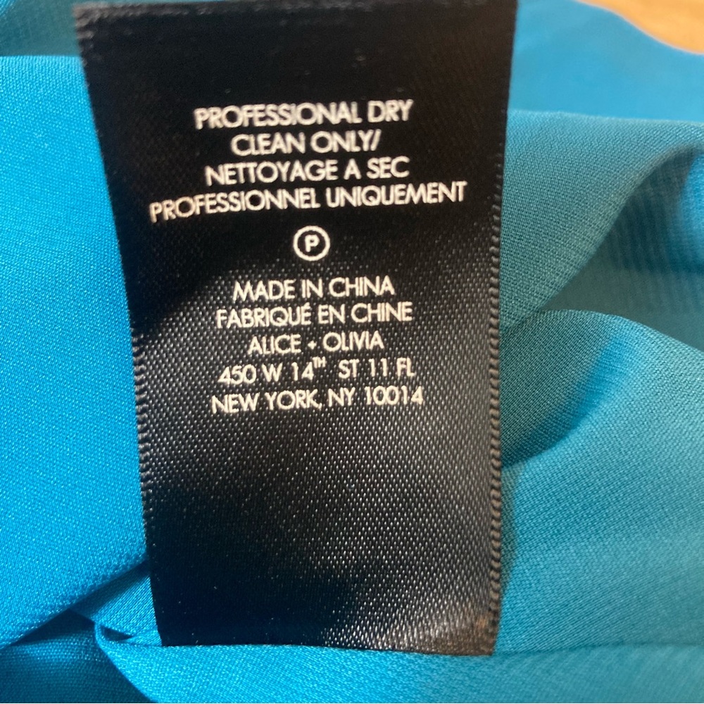 NWT Alice and Olivia “Adrianna” Faux Wrap Dress in Dark Turquoise - Picture 11 of 11